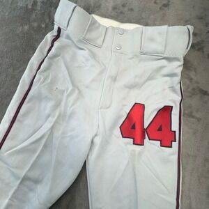 Baseball Pants Number 44 Gray Red Striped Youth Medium Vintage Braves Team Issue